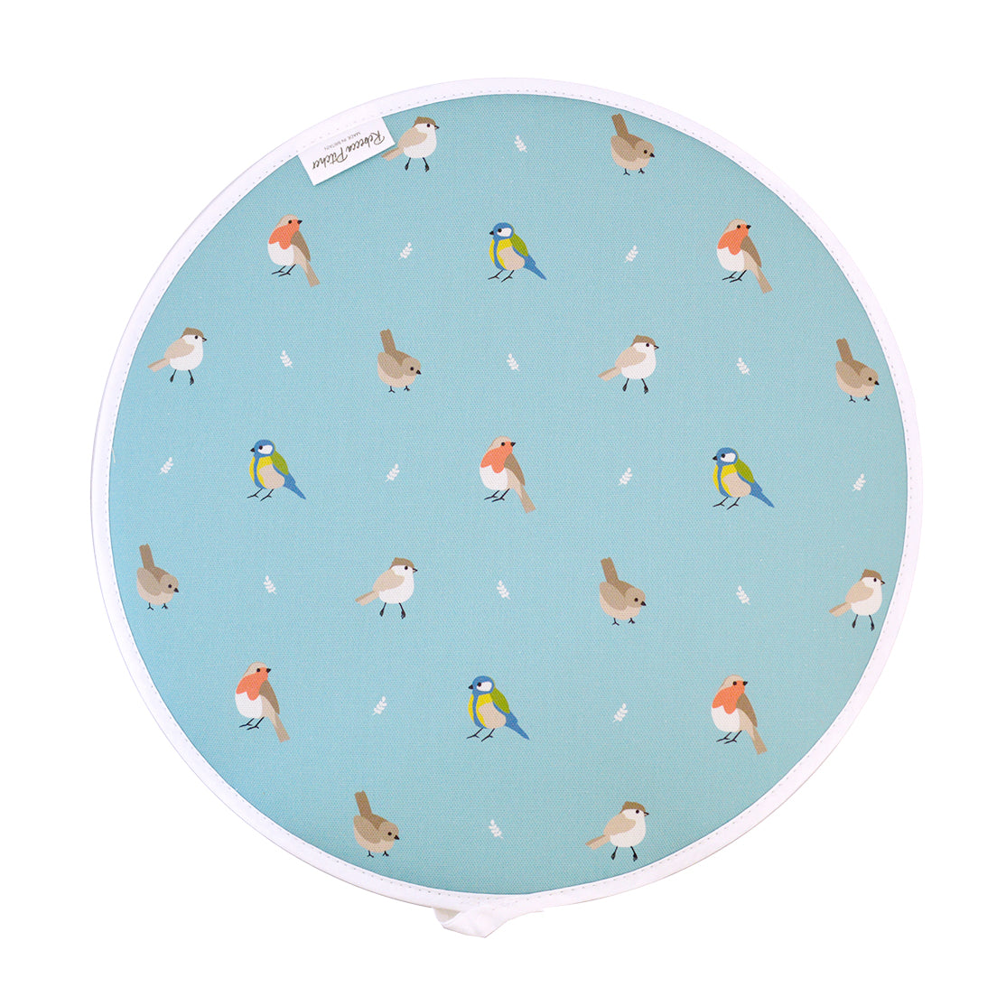 Duckegg Blue birds design round hob cover