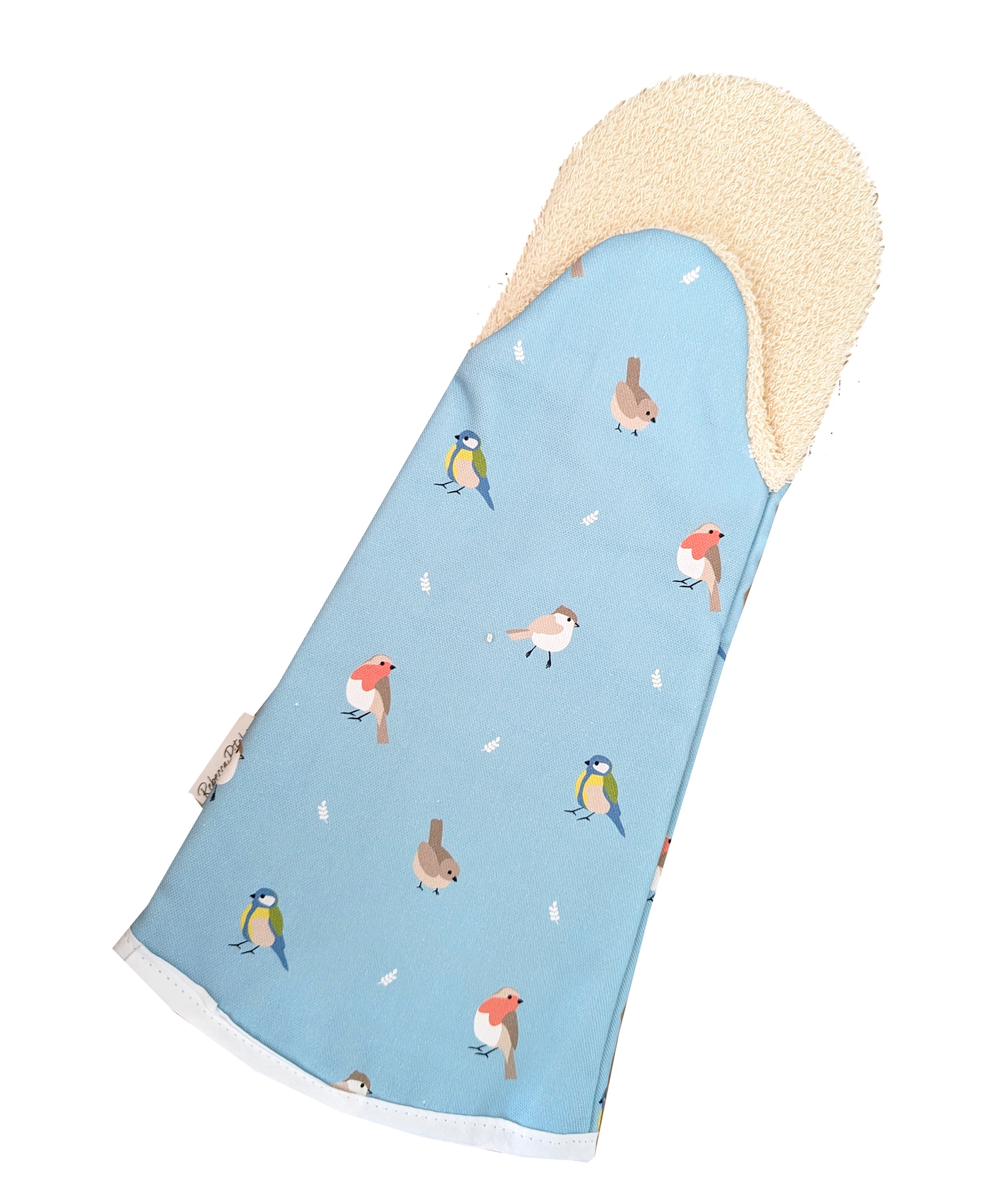 Teal Blue Garden Birds Oven Gauntlet