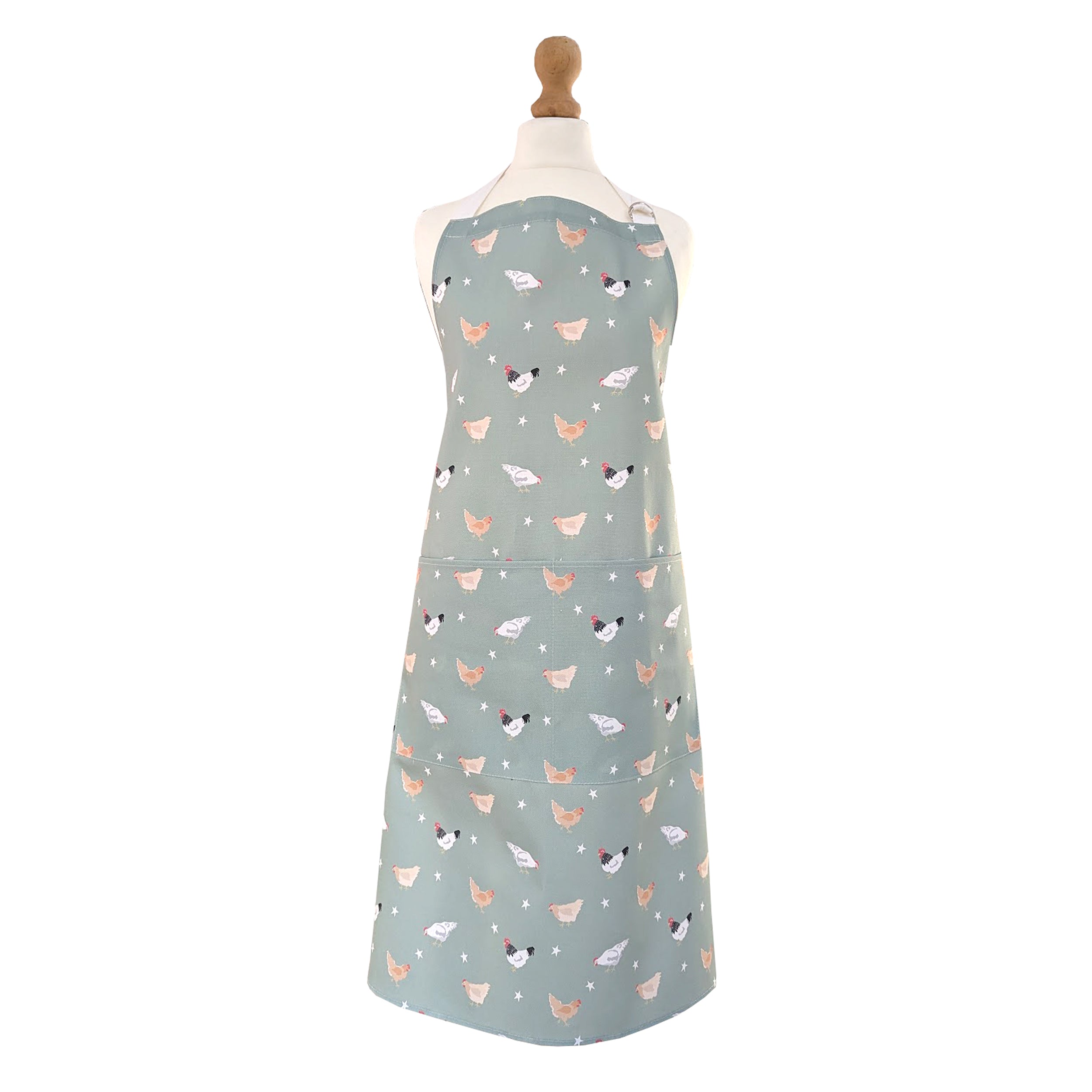 Green chicken design apron