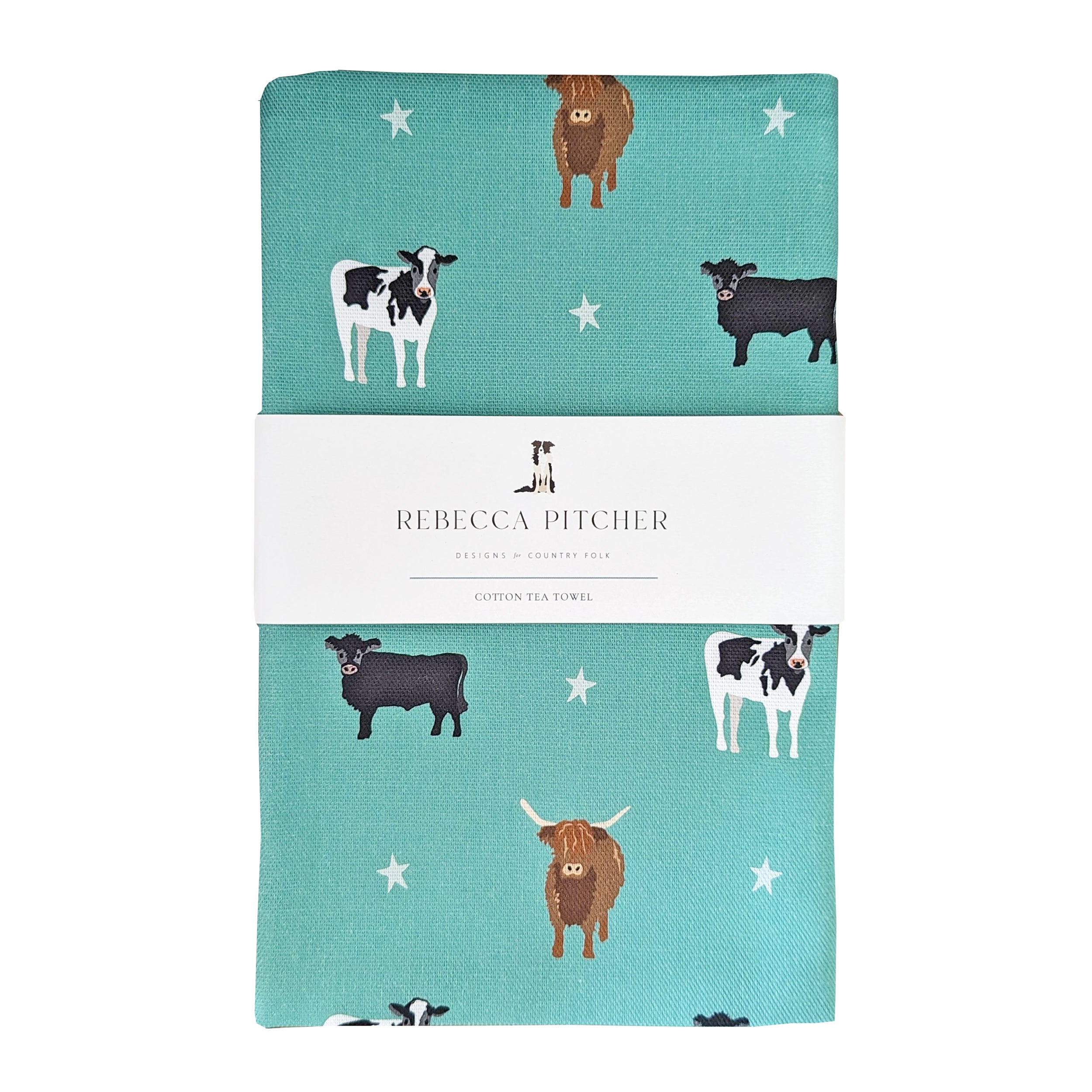 Green Cow design cotton kitchen towel