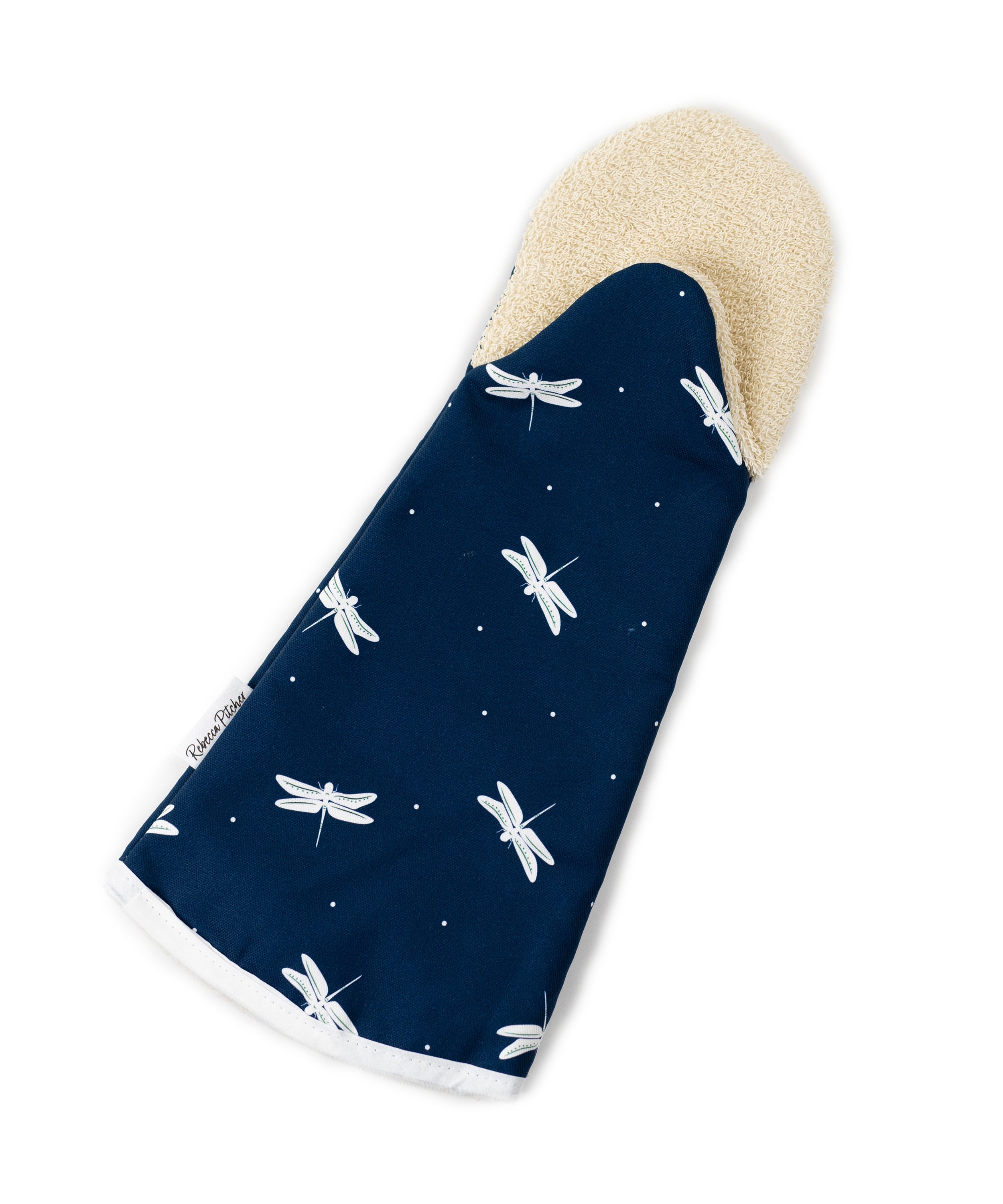 Navy Blue Dragonfly Design Oven Gauntlet