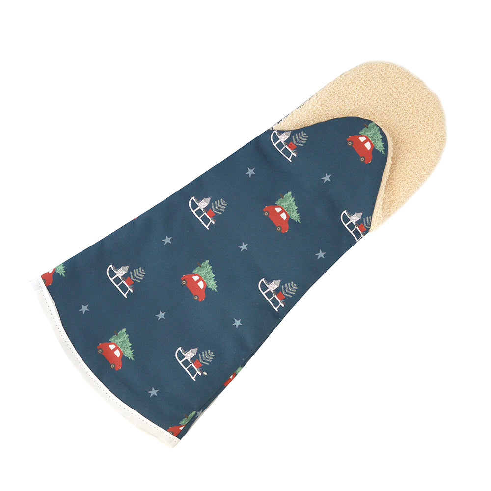 Navy Long Christmas Oven Mitt