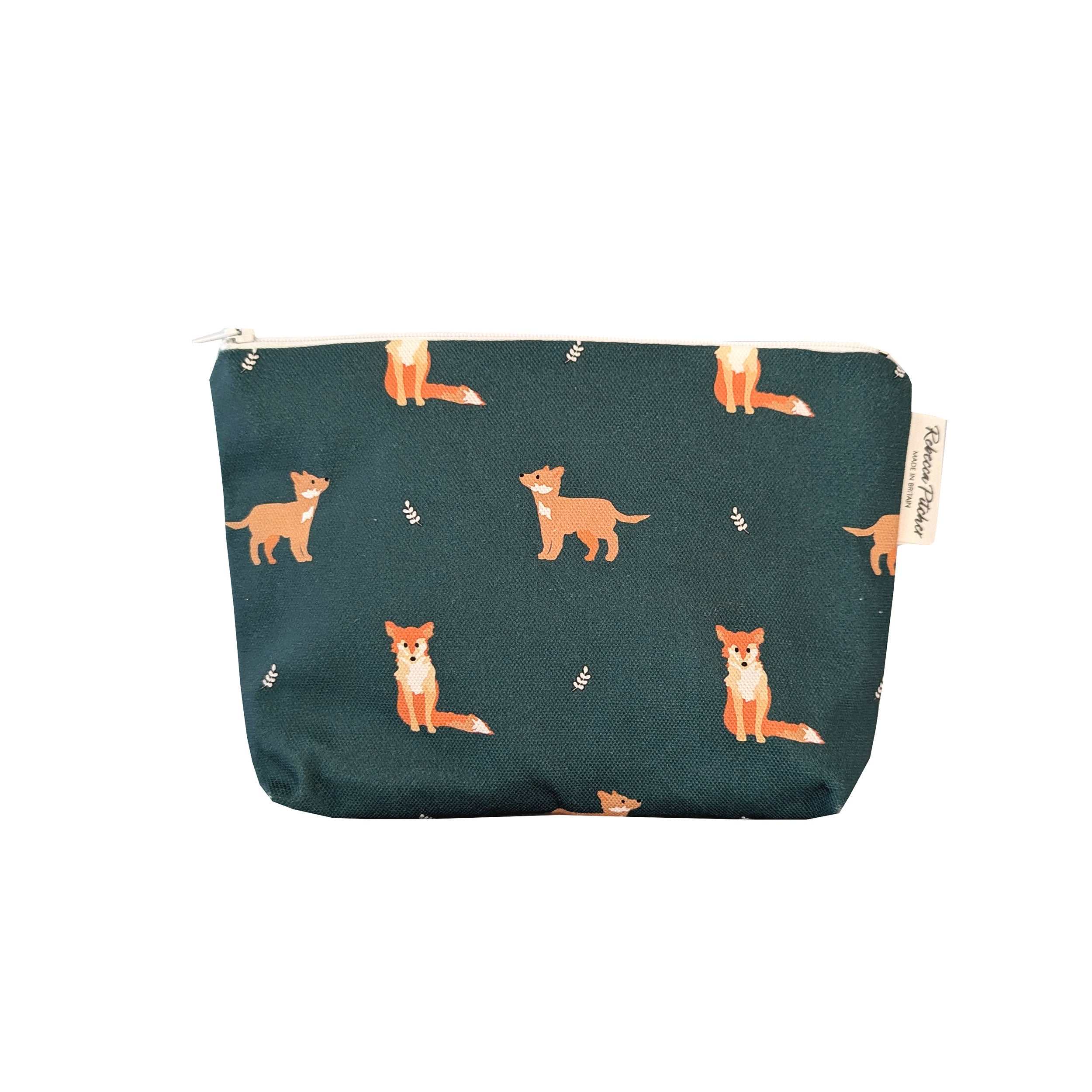 Dark Green Fox Makeup Bag