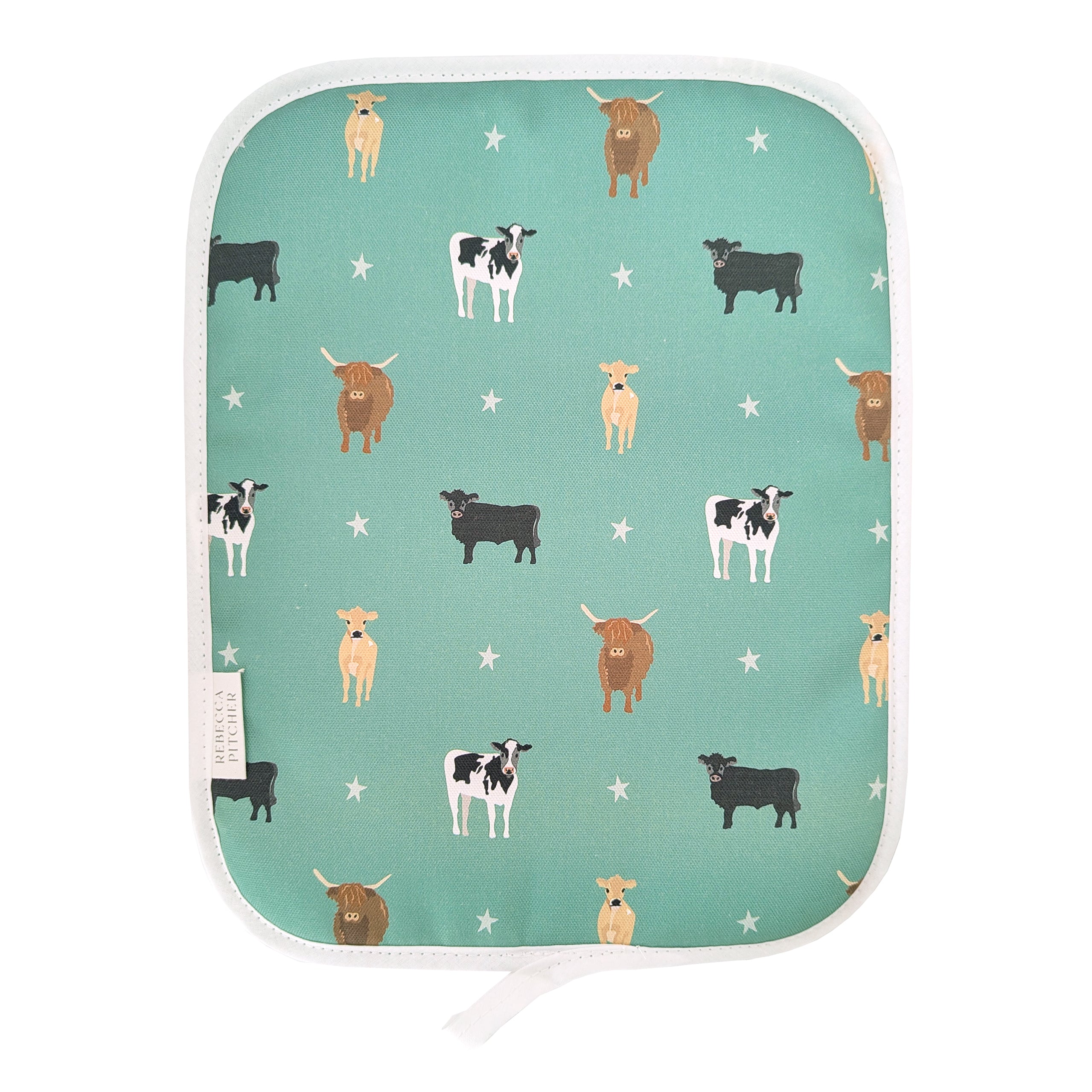 Green Cows Rectangular Hob Cover