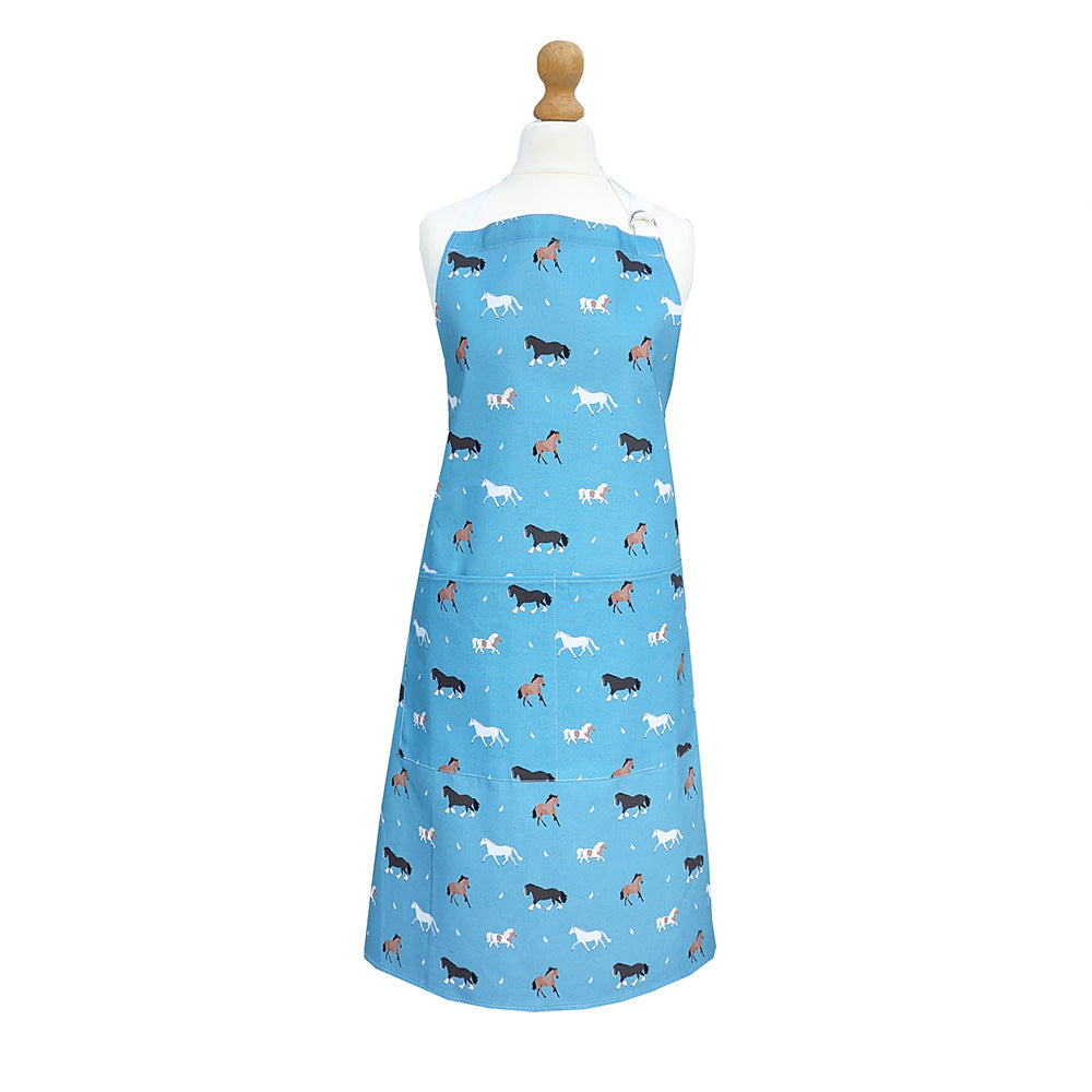 Teal Blue Horse Apron