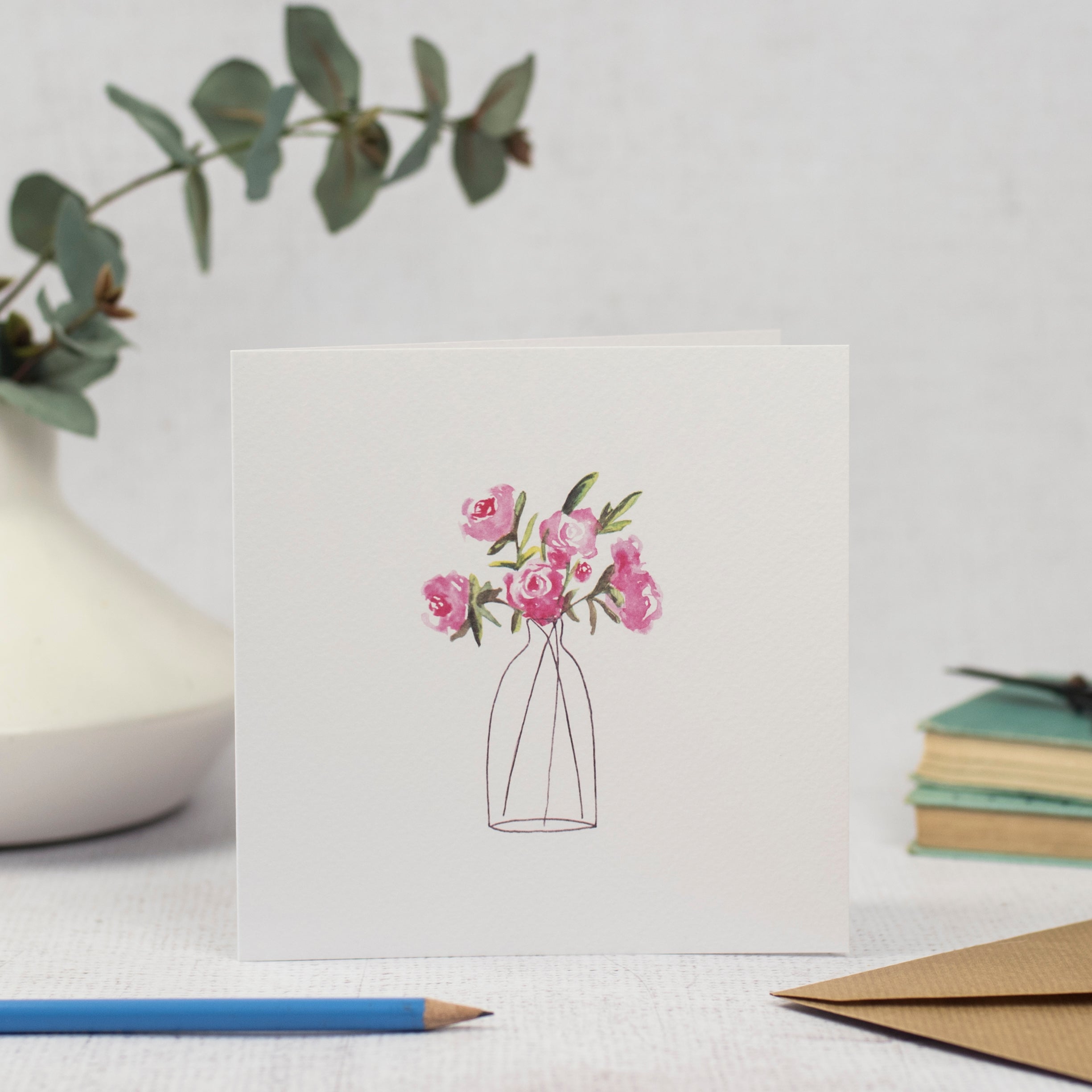 Pink peonies card