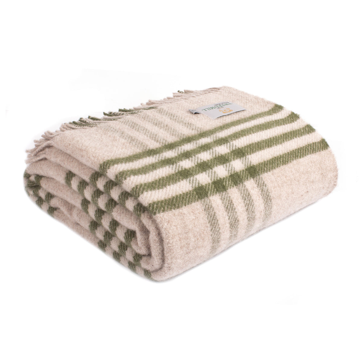 Extra Large Olive Check Wool Blanket