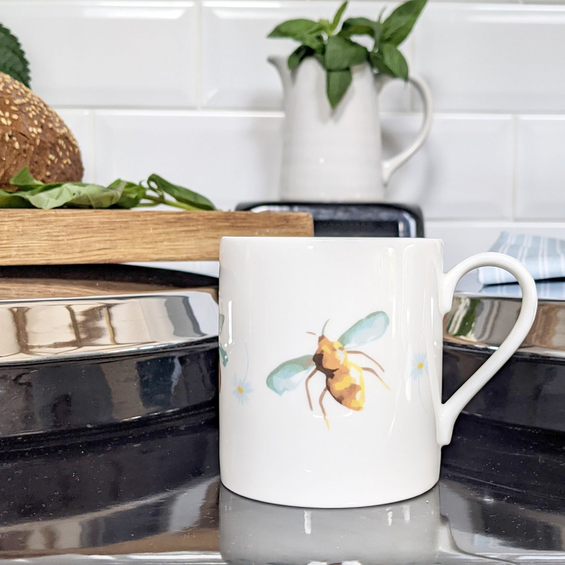 Busy Bee Fine Bone China Mug by Rebecca Pitcher