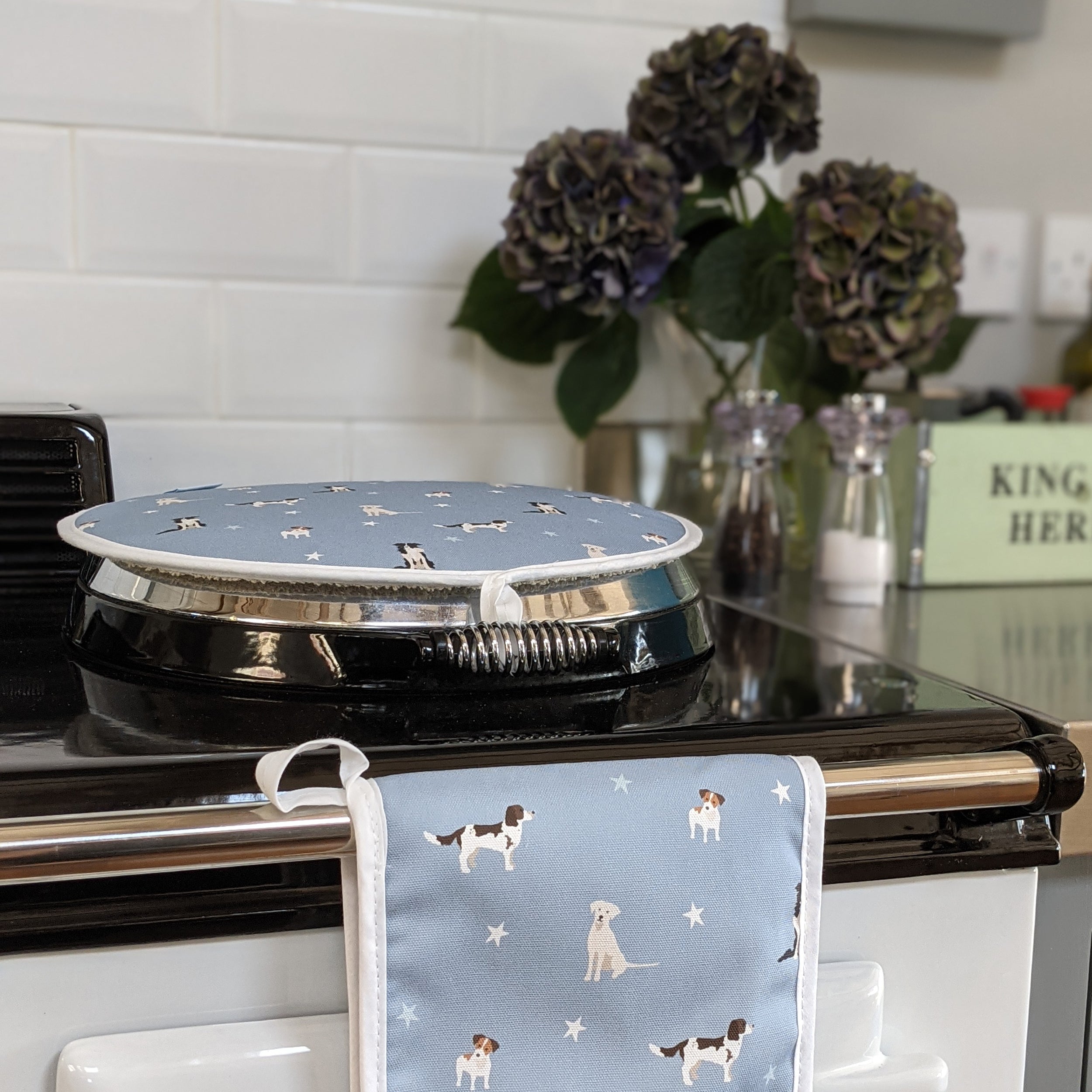 Dogs Hob Cover by Rebecca Pitcher