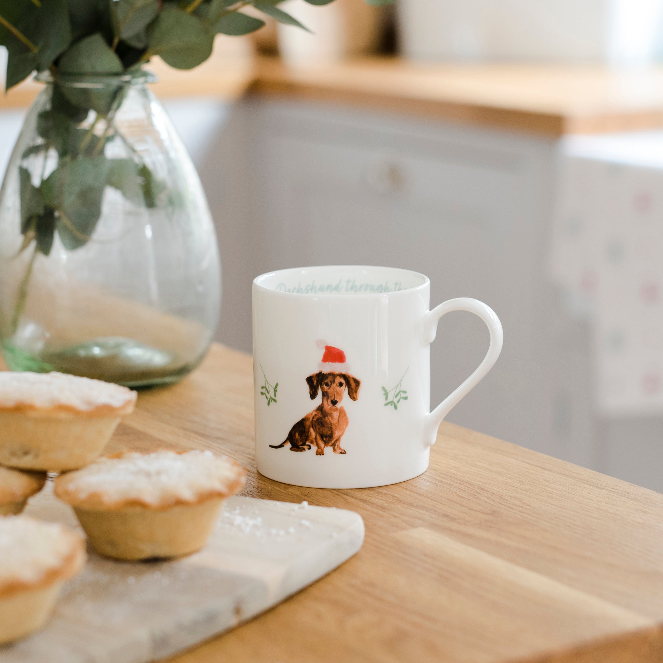 Festive Dachshund Fine Bone China Mug
