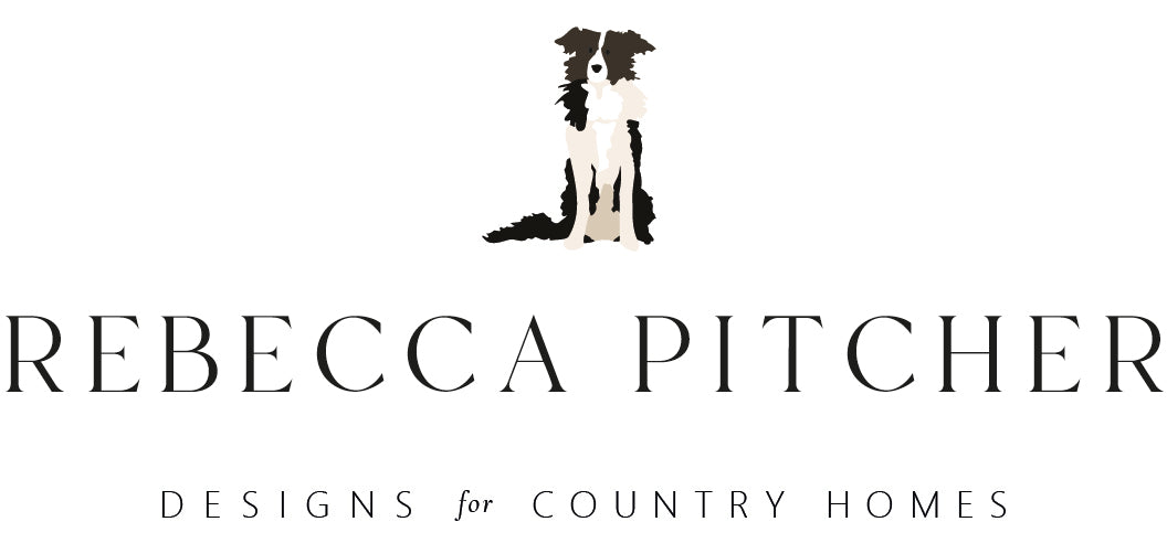Logo of Rebecca Pitcher with a dog illustration on a white background