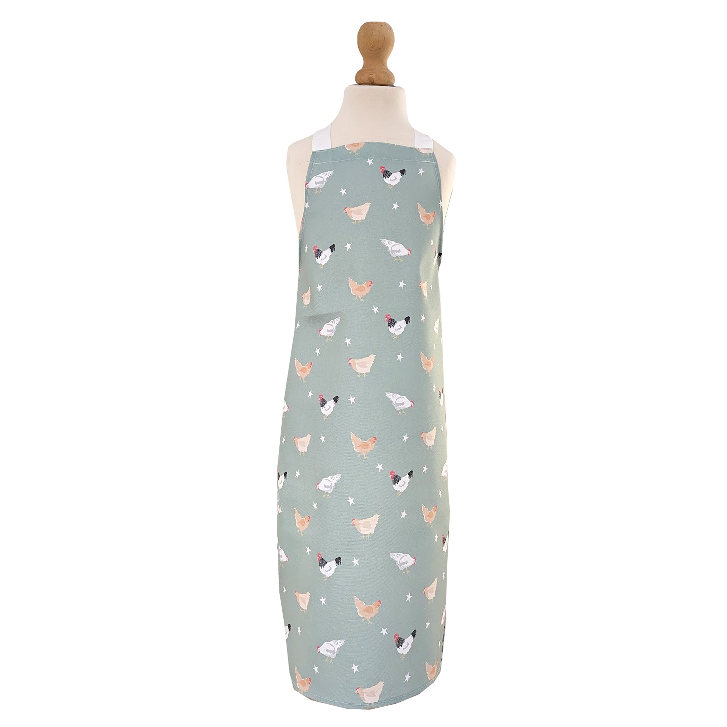 Green chicken design childrens baking apron 