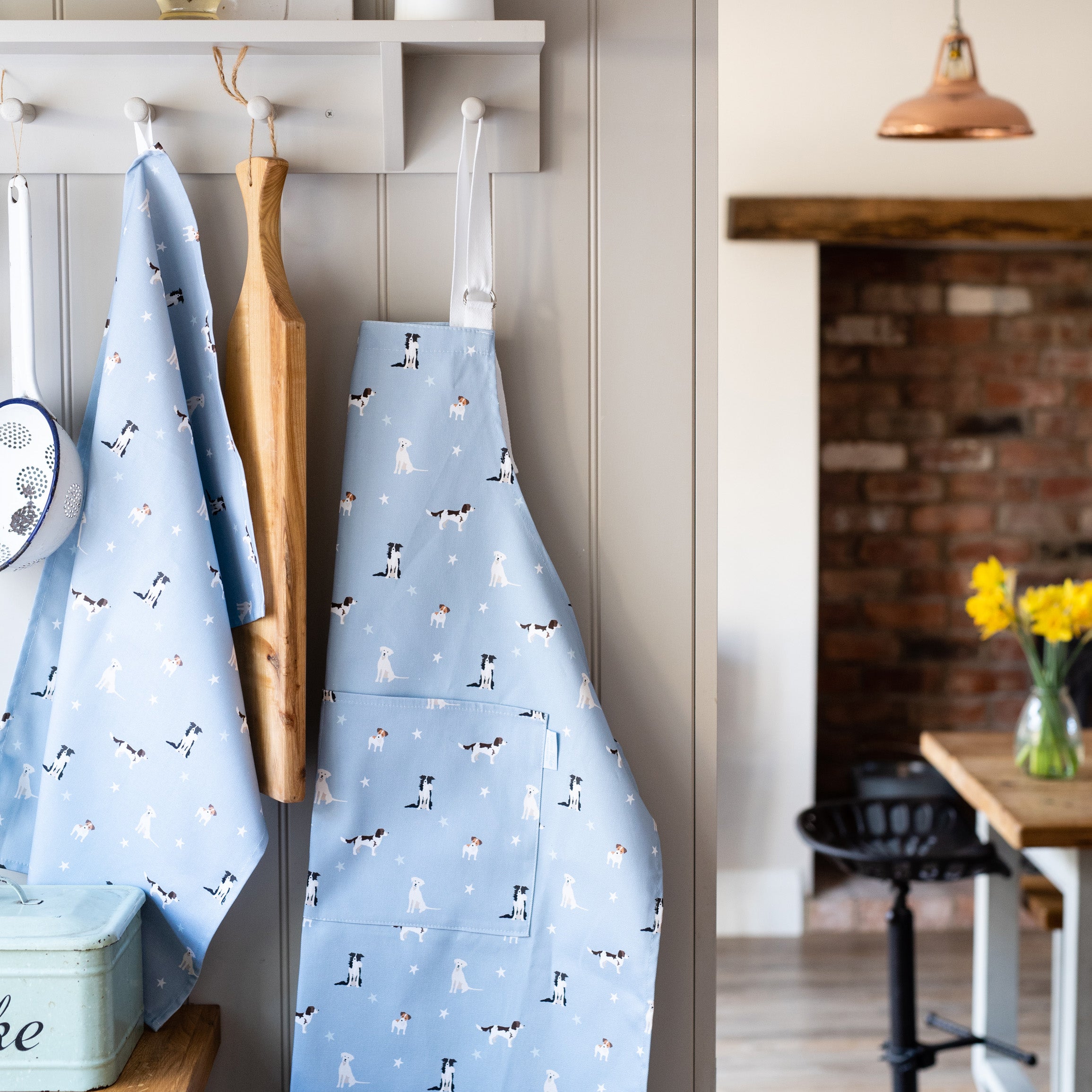Blue Dogs Kitchen Apron and Tea Towel