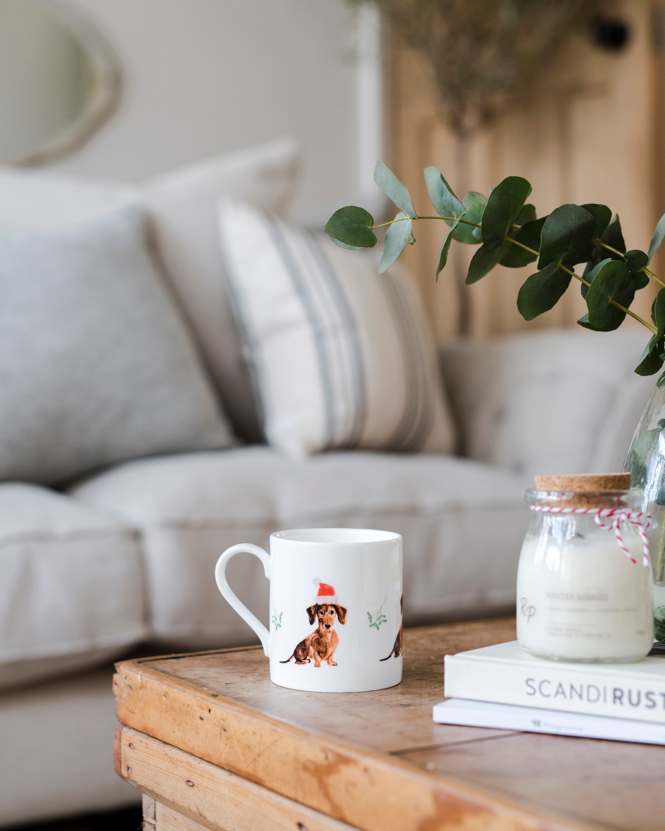Festive Dachshund Fine Bone China Mug