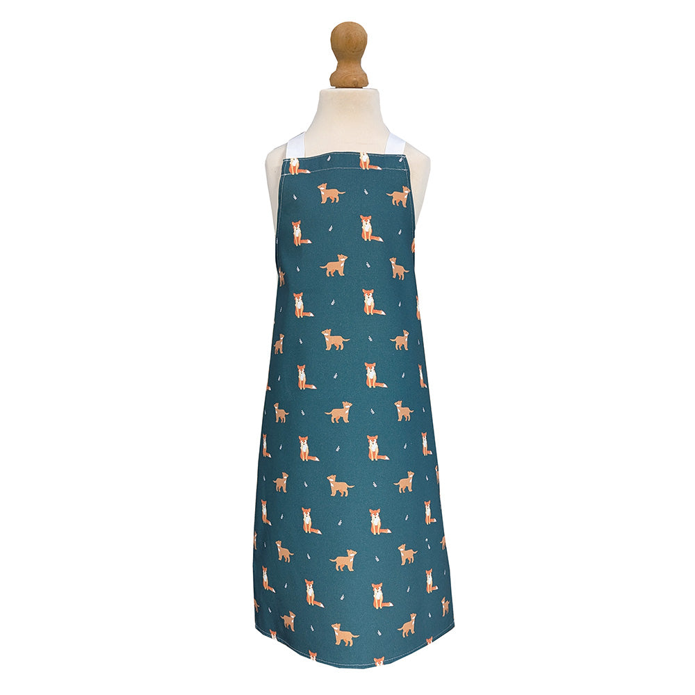 Dark Green Fox design Kids Apron