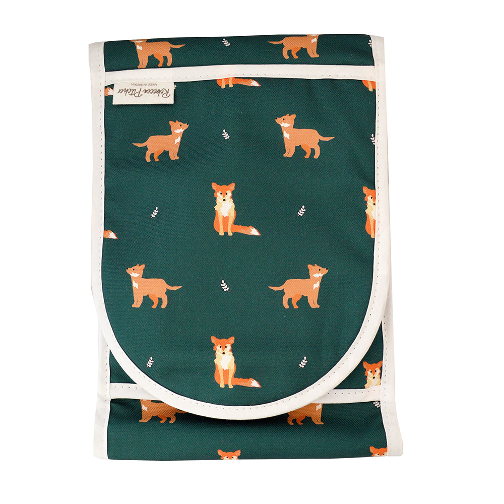 Dark Green Ovengloves with orange Fox and Fox Cub illustrations