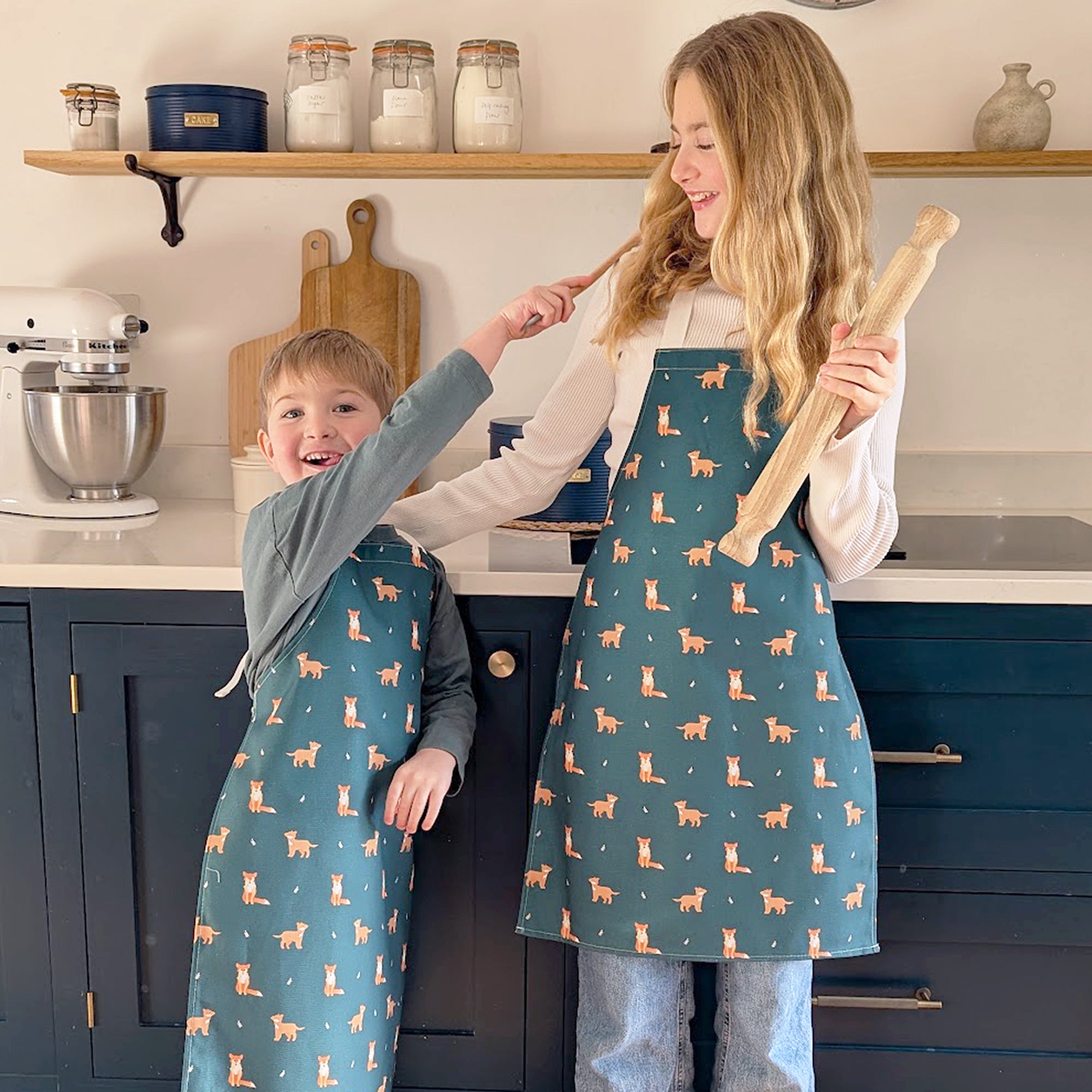 Dark Green Fox Kids Aprons
