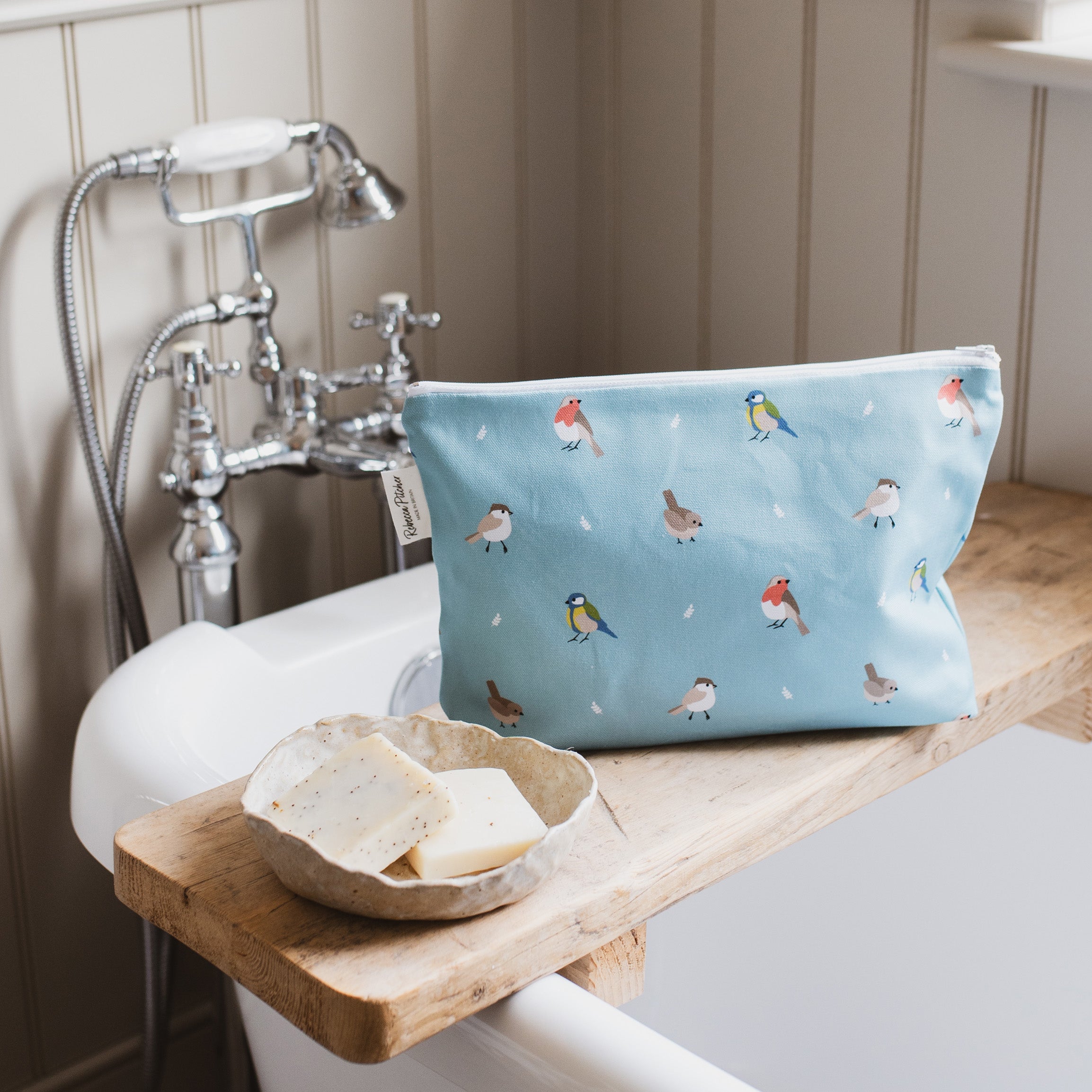 Garden Birds Design Duckegg Washbag