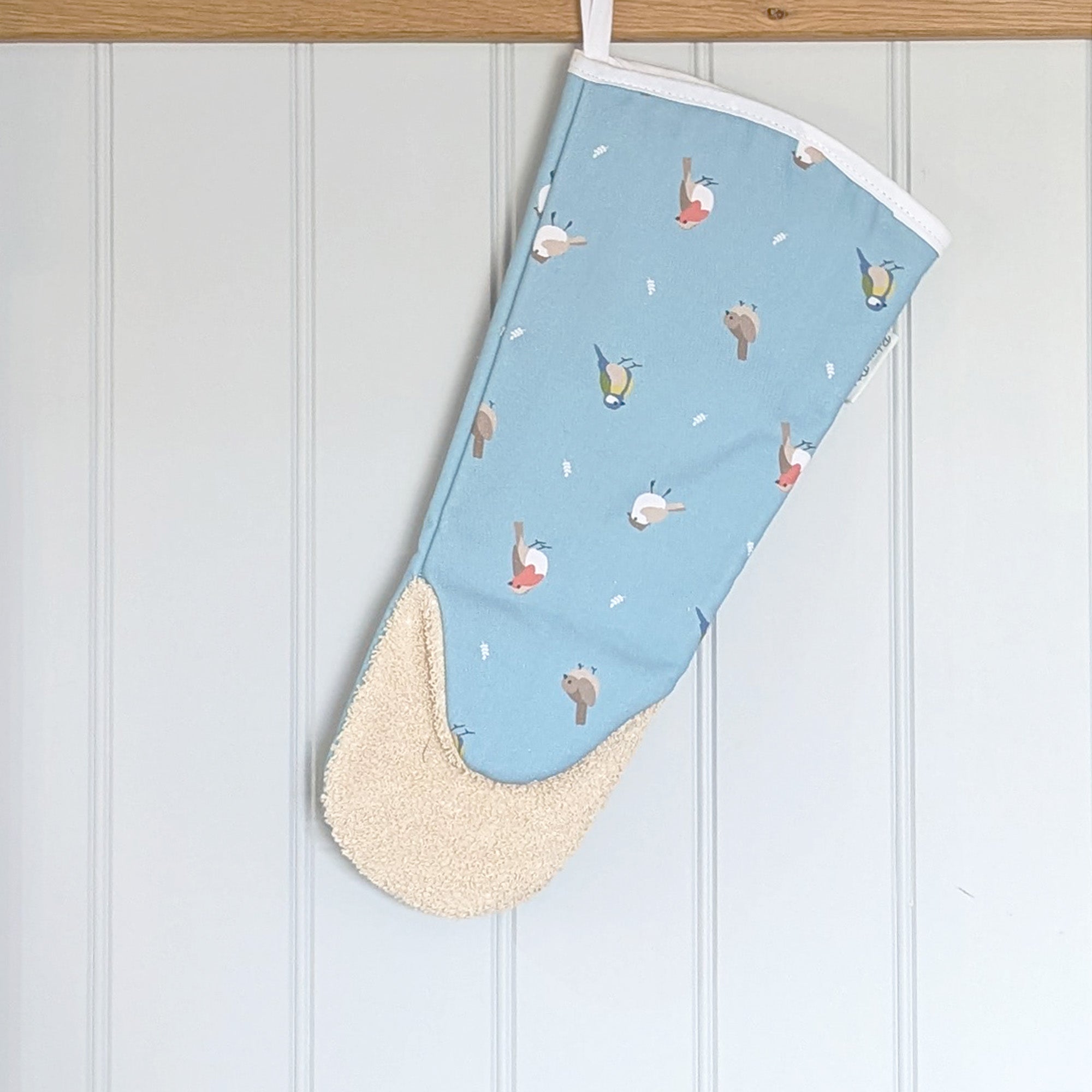 Ocean Blue Garden Birds Oven Gauntlet