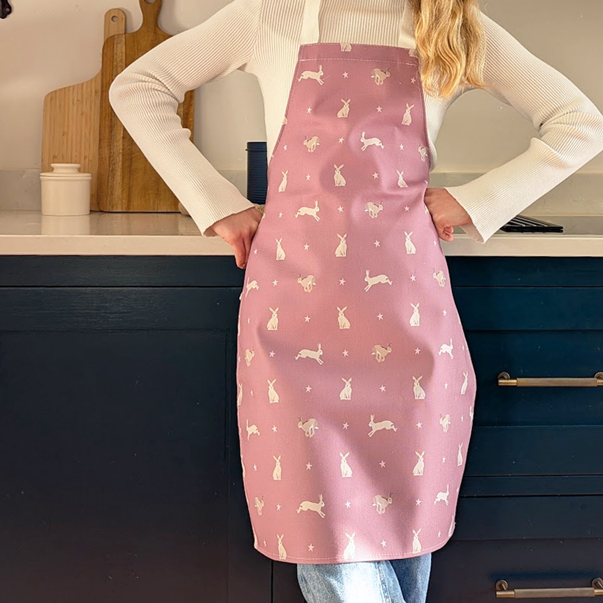 Pink Hare design children's apron