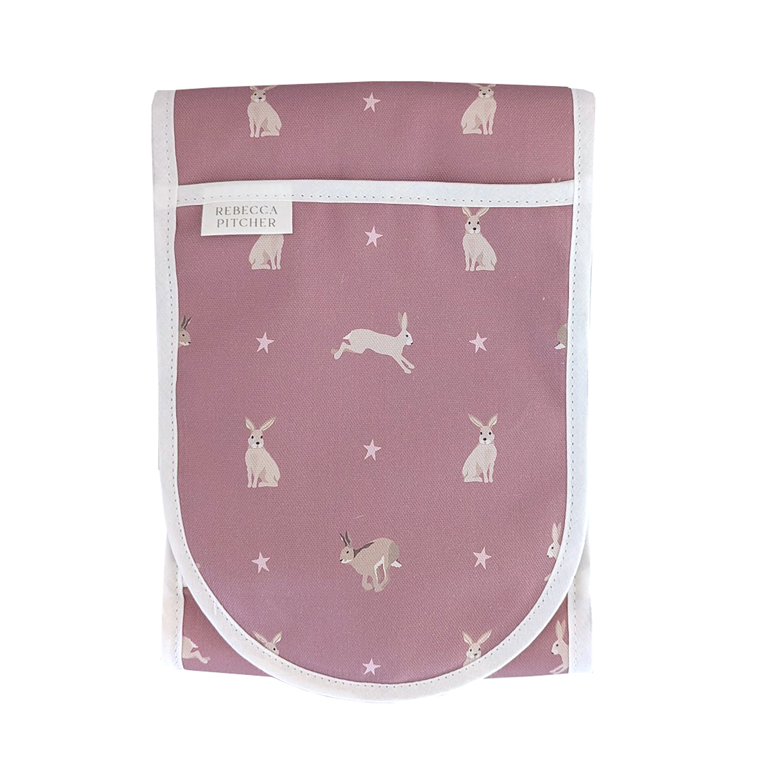 Pink hares design double ovengloves