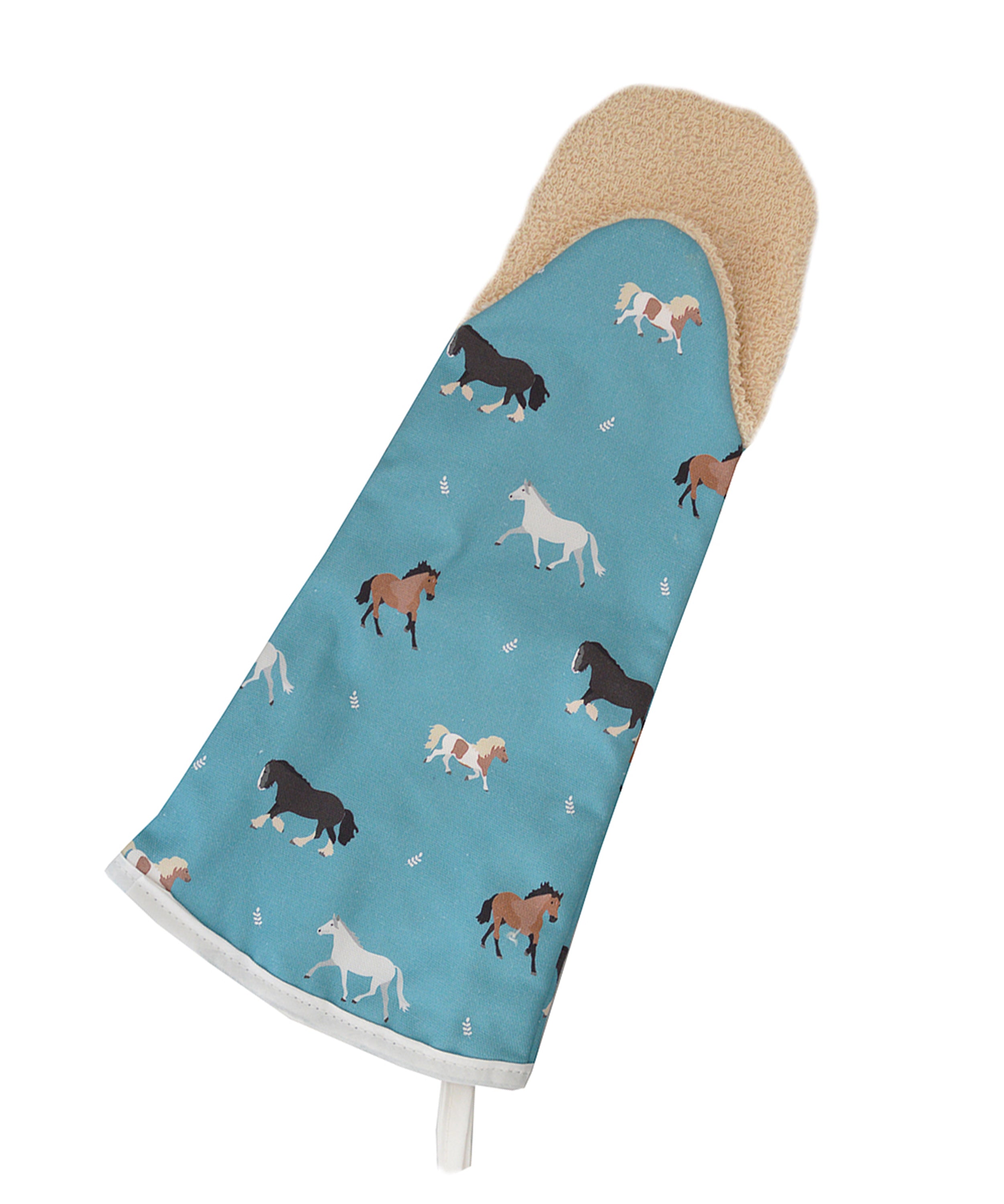 Petrol Blue Horse and Pony design oven gauntlet