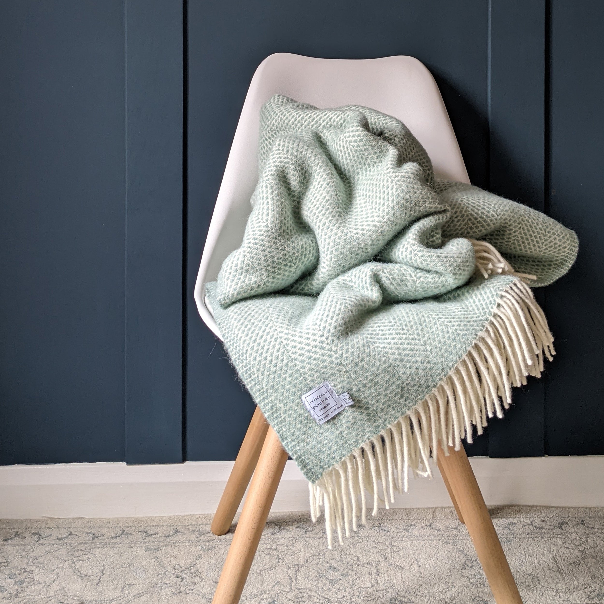 Ocean Blue Green Wool Blanket