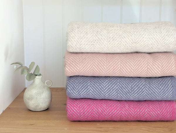 pink and purple wool blankets