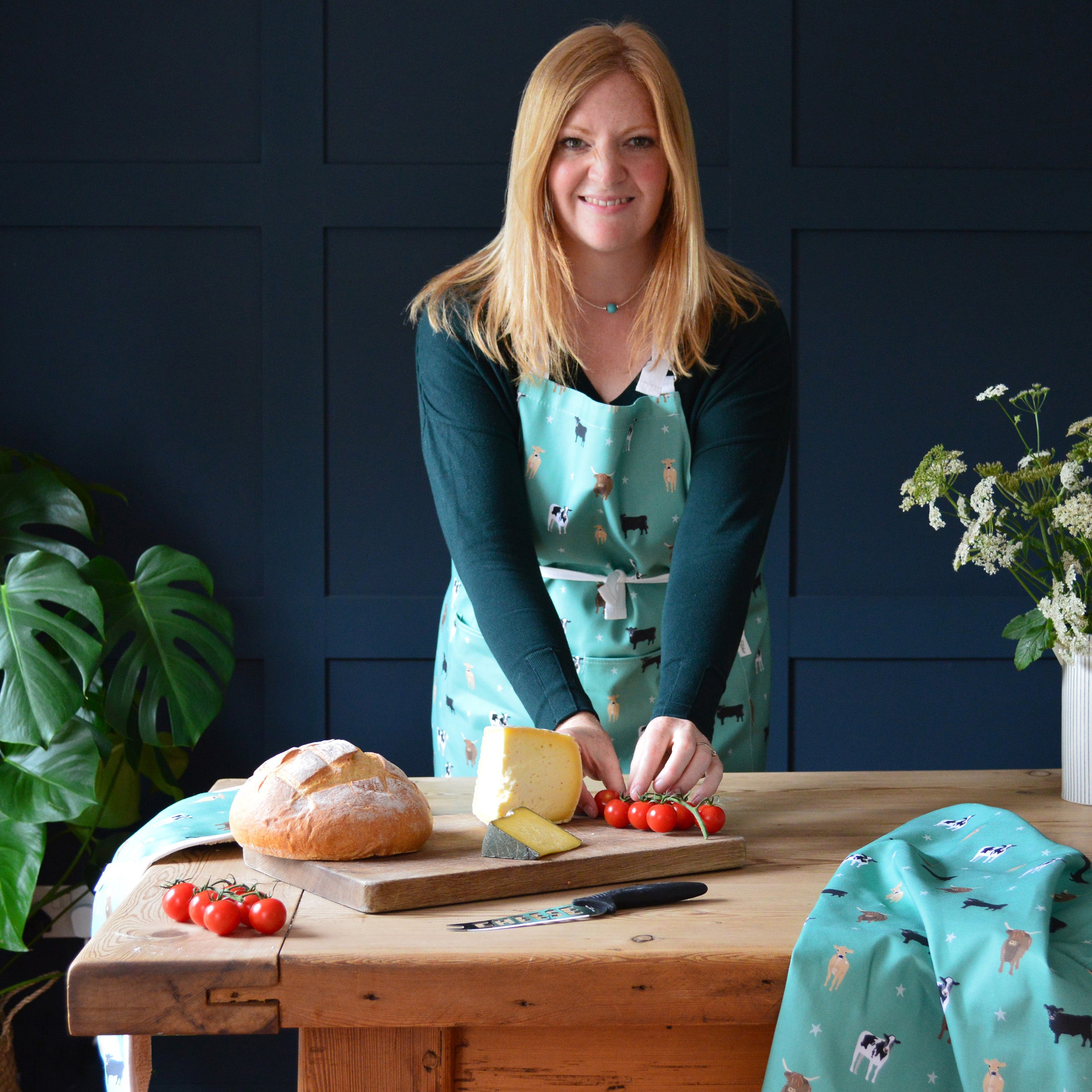Rebecca Pitcher Green Cow Kitchen Apron