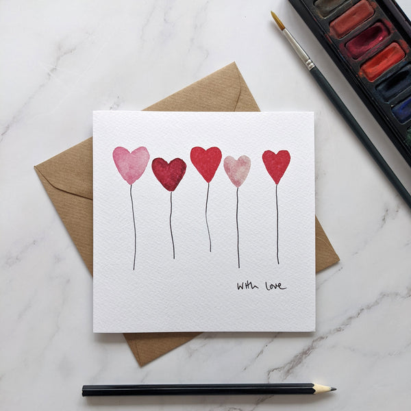 Heart Balloons With Love Card