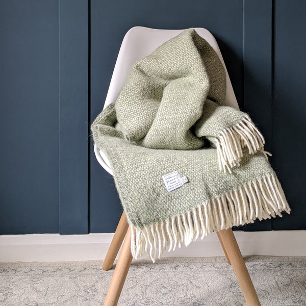 Grey Green Wool Throw by Rebecca Pitcher