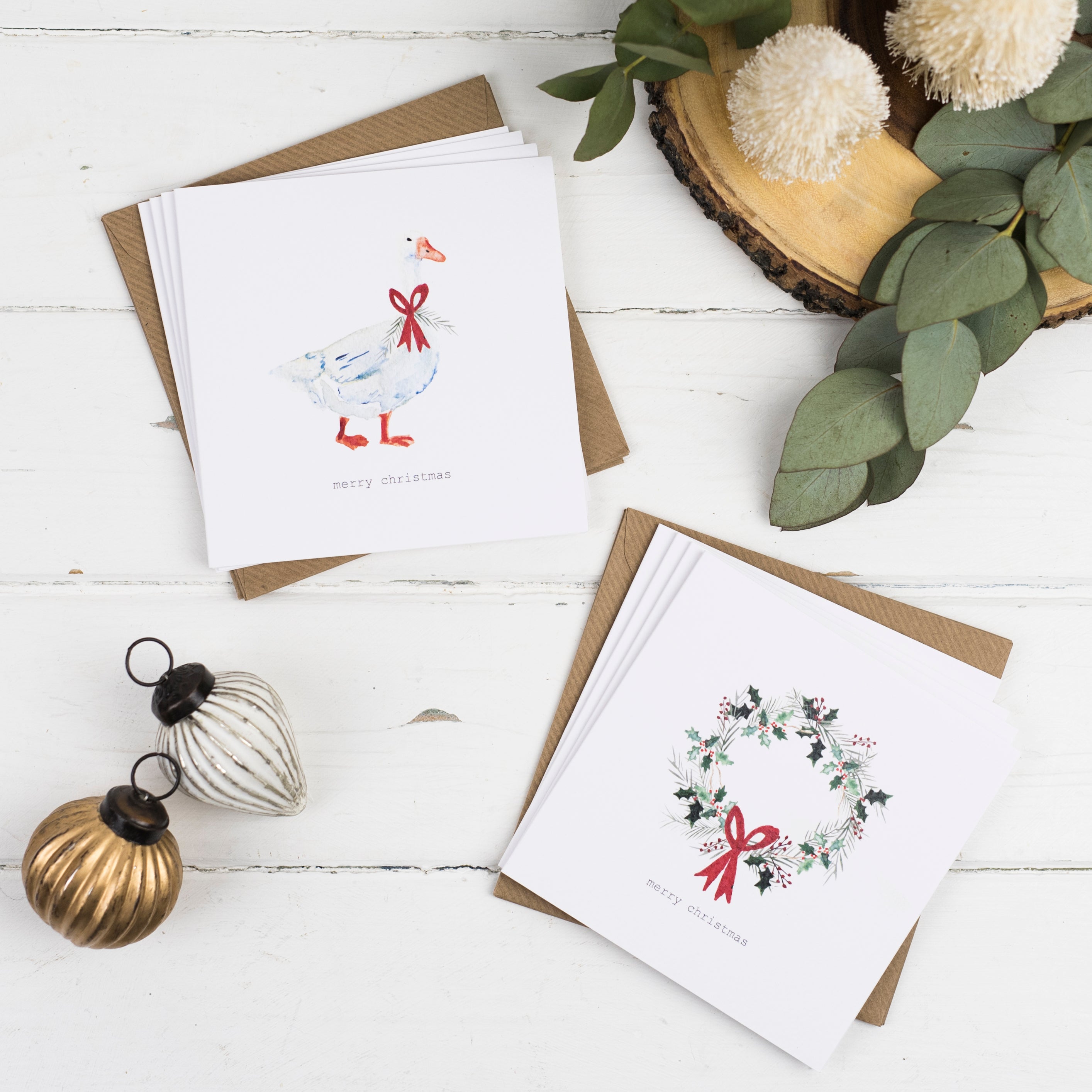 Christmas Card Pack - Goose & Wreath